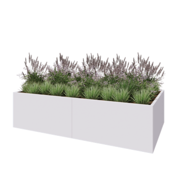 Jardinière XXL en acier - Rectangle - 240 x 120 x 60 cm - RAL9010 mat (blanc) - Avec plaque de fond