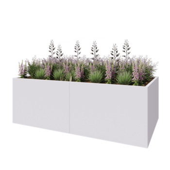 Jardinière XXL en acier - Rectangle - 240 x 120 x 80 cm - RAL9010 mat (blanc) - Sanc plaque de fond