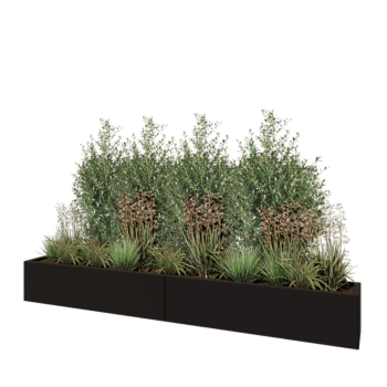 Jardinière XXL en acier - Rectangle - 240 x 30 x 30 cm - RAL9005 mat (noir) - Avec plaque de fond