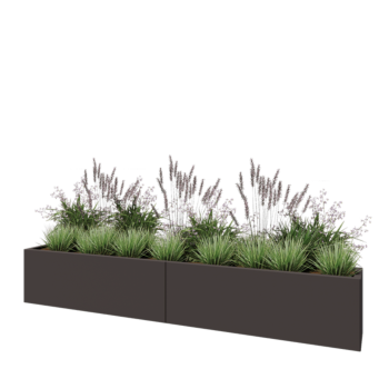 Jardinière XXL en acier - Rectangle - 240 x 30 x 40 cm - RAL7016 mat (gris anthracite) - Avec plaque de fond