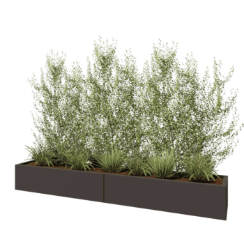 Jardinière XXL en acier - Rectangle - 240 x 40 x 30 cm - RAL7016 mat (gris anthracite) - Sanc plaque de fond