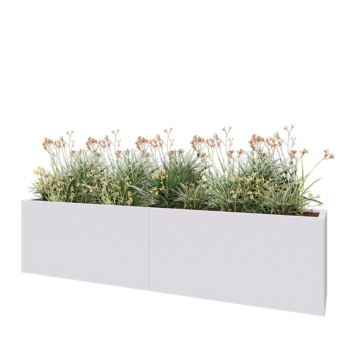 Jardinière XXL en acier - Rectangle - 240 x 40 x 60 cm - RAL9010 mat (blanc) - Sanc plaque de fond
