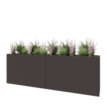 Jardinière XXL en acier - Rectangle - 240 x 40 x 80 cm - RAL7016 mat (gris anthracite) - Avec plaque de fond