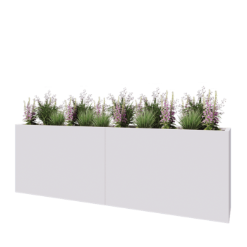 Jardinière XXL en acier - Rectangle - 240 x 40 x 80 cm - RAL9010 mat (blanc) - Sanc plaque de fond