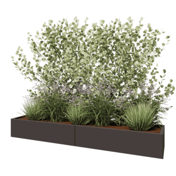 Jardinière XXL en acier - Rectangle - 240 x 50 x 30 cm - RAL7016 mat (gris anthracite) - Sanc plaque de fond