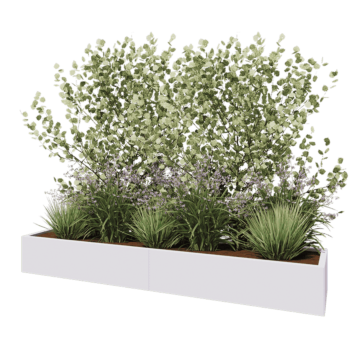 Jardinière XXL en acier - Rectangle - 240 x 50 x 30 cm - RAL9010 mat (blanc) - Sanc plaque de fond