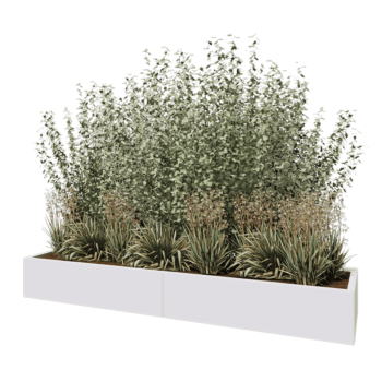 Jardinière XXL en acier - Rectangle - 240 x 60 x 30 cm - RAL9010 mat (blanc) - Sanc plaque de fond