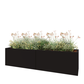 Jardinière XXL en acier - Rectangle - 240 x 60 x 60 cm - RAL9005 mat (noir) - Sanc plaque de fond