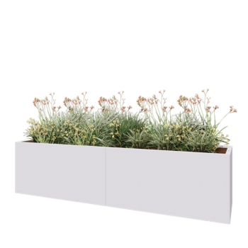 Jardinière XXL en acier - Rectangle - 240 x 60 x 60 cm - RAL9010 mat (blanc) - Avec plaque de fond