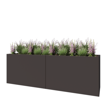 Jardinière XXL en acier - Rectangle - 240 x 60 x 80 cm - RAL7016 mat (gris anthracite) - Avec plaque de fond