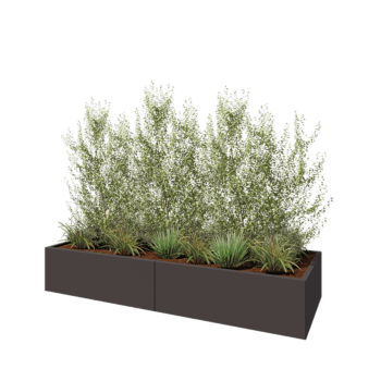 Jardinière XXL en acier - Rectangle - 240 x 80 x 40 cm - RAL7016 mat (gris anthracite) - Sanc plaque de fond