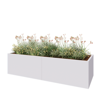 Jardinière XXL en acier - Rectangle - 240 x 80 x 60 cm - RAL9010 mat (blanc) - Sanc plaque de fond