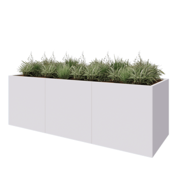 Jardinière XXL en acier - Rectangle - 300 x 100 x 100 cm - RAL9010 mat (blanc) - Avec plaque de fond