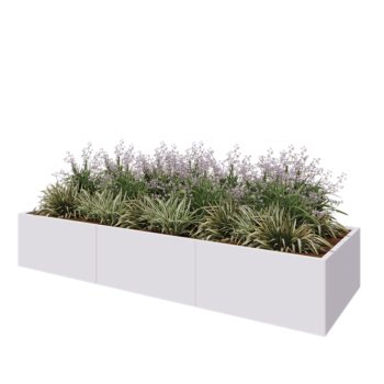 Jardinière XXL en acier - Rectangle - 300 x 100 x 50 cm - RAL9010 mat (blanc) - Sanc plaque de fond