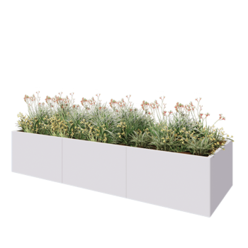 Jardinière XXL en acier - Rectangle - 300 x 100 x 60 cm - RAL9010 mat (blanc) - Sanc plaque de fond