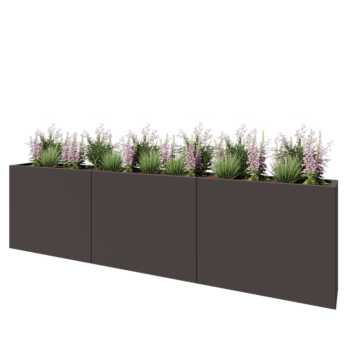 Jardinière XXL en acier - Rectangle - 300 x 30 x 80 cm - Autre couleur RAL - Avec plaque de fond