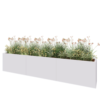 Jardinière XXL en acier - Rectangle - 300 x 40 x 60 cm - RAL9010 mat (blanc) - Sanc plaque de fond