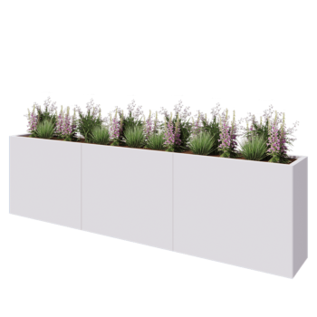 Jardinière XXL en acier - Rectangle - 300 x 40 x 80 cm - RAL9010 mat (blanc) - Sanc plaque de fond