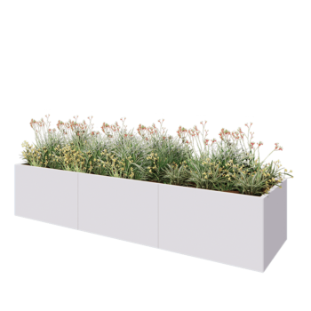 Jardinière XXL en acier - Rectangle - 300 x 80 x 60 cm - RAL9010 mat (blanc) - Sanc plaque de fond