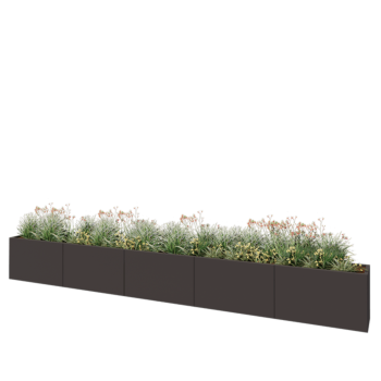 Jardinière XXL en acier - Rectangle - 500 x 40 x 60 cm - RAL7016 mat (gris anthracite) - Avec plaque de fond