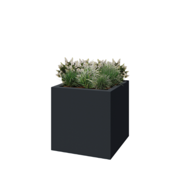 Jardinière en polyester - Carré - 100 x 100 x 100 cm - RAL7021 mat (gris noir) - Avec fond