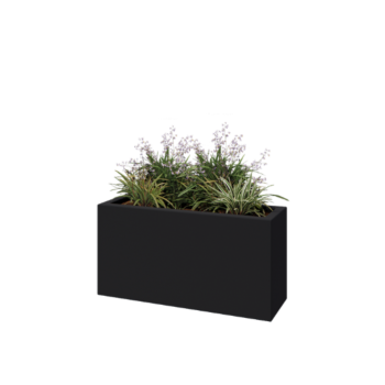 Jardinière en polyester - Rectangle - 100 x 30 x 50 cm - RAL7021 mat (gris noir) - Avec fond