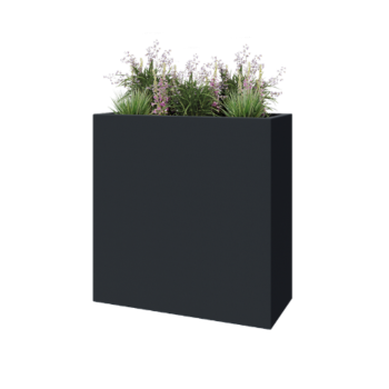 Jardinière en polyester - Rectangle - 100 x 40 x 100 cm - RAL7021 mat (gris noir) - Avec fond