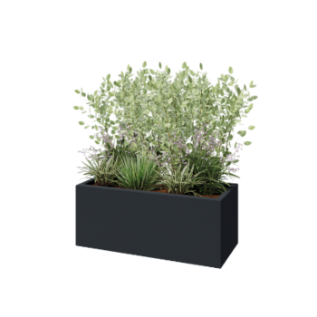 Jardinière en polyester - Rectangle - 100 x 40 x 40 cm - RAL7021 mat (gris noir) - Avec fond