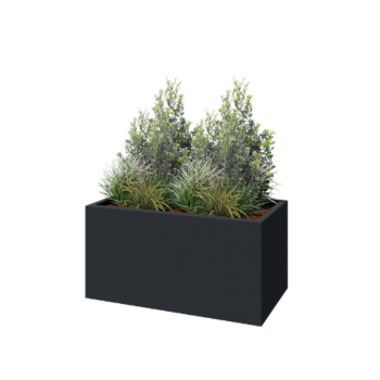 Jardinière en polyester - Rectangle - 100 x 50 x 50 cm - RAL7021 mat (gris noir) - Avec fond