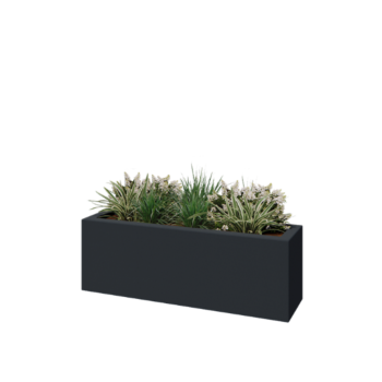Jardinière en polyester - Rectangle - 120 x 30 x 40 cm - RAL7021 mat (gris noir) - Avec fond