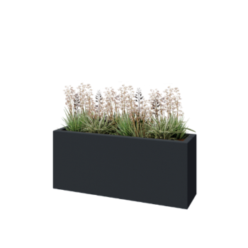 Jardinière en polyester - Rectangle - 120 x 30 x 50 cm - RAL7021 mat (gris noir) - Avec fond