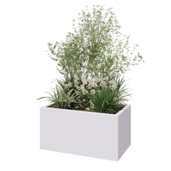 Jardinière en polyester - Rectangle - 80 x 40 x 40 cm - RAL9010 mat (blanc) - Avec fond