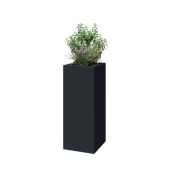 Jardinière en polyester - Carré - 40 x 40 x 100 cm - RAL7021 mat (gris noir) - Avec fond
