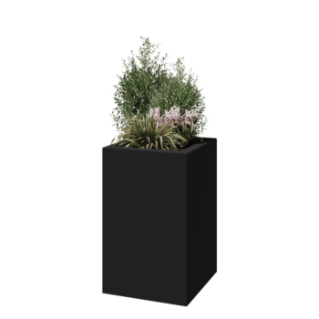 Jardinière en polyester - Carré - 50 x 50 x 80 cm - RAL7021 mat (gris noir) - Avec fond