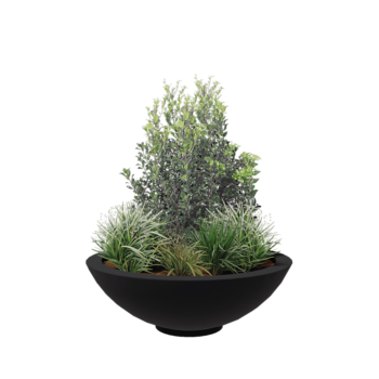 Jardinière en polyester - Coupe - Ø 120 x 40 cm - RAL7021 mat (gris noir) - Avec fond