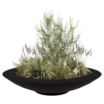 Jardinière en polyester - Coupe - Ø 200 x 40 cm - RAL9005 mat (noir) - Avec fond