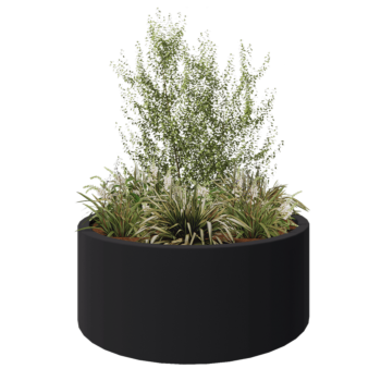 Jardinière en polyester - Rond - Ø 150 x 60 cm - RAL7021 mat (gris noir) - Avec fond