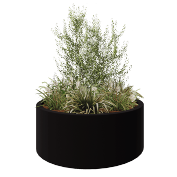 Jardinière en polyester - Rond - Ø 150 x 60 cm - RAL9005 mat (noir) - Avec fond