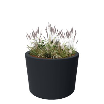 Jardinière en polyester - Conique - Ø 120 x 80 cm - RAL7021 mat (gris noir) - Avec fond