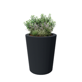 Jardinière en polyester - Conique - Ø 89 x 100 cm - RAL7021 mat (gris noir) - Avec fond