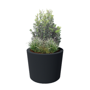 Jardinière en polyester - Conique - Ø 95 x 70 cm - RAL7021 mat (gris noir) - Avec fond