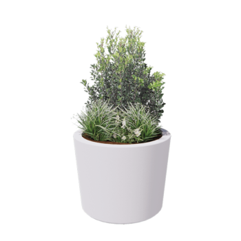 Jardinière en polyester - Conique - Ø 95 x 70 cm - RAL9010 mat (blanc) - Avec fond