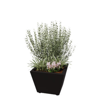 Jardinière en acier - Cône - 60 x 60 x 41,5 cm - Soudé - RAL9005 mat (noir) - Avec plaque de fond