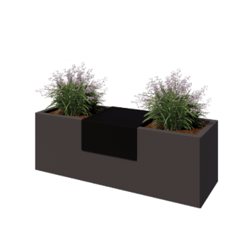 Plateau pour jardinière en acier - 40 x 41 x 20 cm - RAL9005 mat (noir)