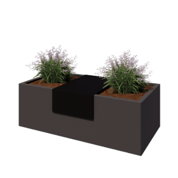 Plateau pour jardinière en acier - 40 x 61 x 20 cm - RAL9005 mat (noir)
