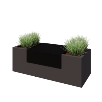 Plateau pour jardinière en acier - 60 x 51 x 20 cm - RAL9005 mat (noir)