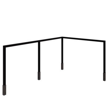Pergola en acier - Angle - 600 x 412 x 230 cm - RAL9005 mat (noir) - Avec plot béton