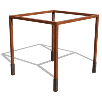 Pergola carré en acier corten 324 x 300 cm