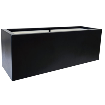 Jardinière en polyester - Rectangle - 120 x 40 x 50 cm - RAL9005 mat (noir) - Avec fond