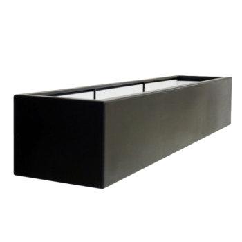 Jardinière en polyester - Rectangle - 200 x 50 x 40 cm - RAL9005 mat (noir) - Avec fond